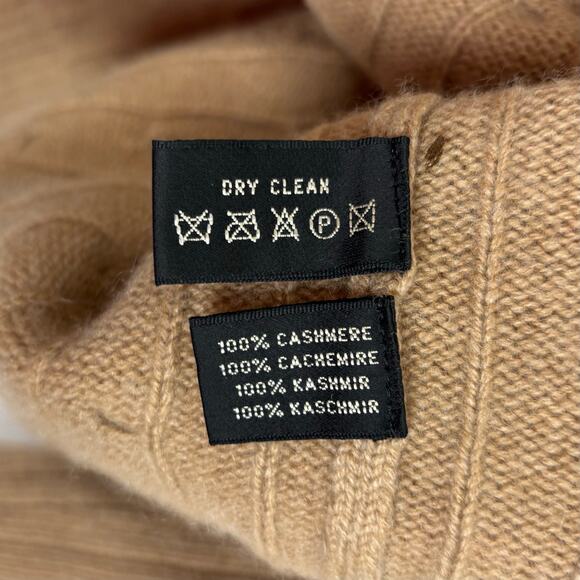 Ralph Lauren Black Label 100% Cashmere Cable Knit Polo Sweater Brown Size XL - Picture 4 of 4